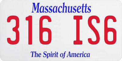 MA license plate 316IS6