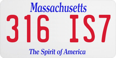 MA license plate 316IS7