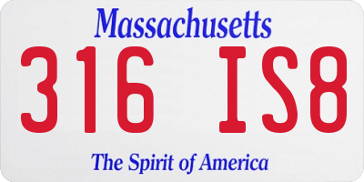 MA license plate 316IS8