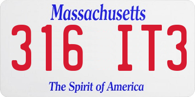 MA license plate 316IT3