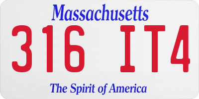 MA license plate 316IT4