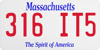 MA license plate 316IT5
