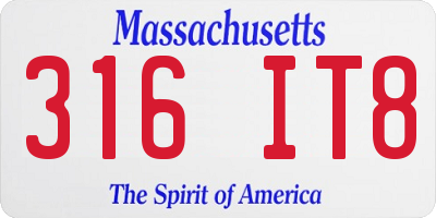 MA license plate 316IT8
