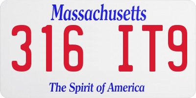 MA license plate 316IT9