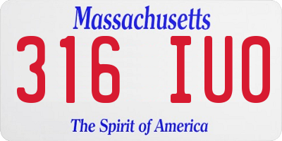 MA license plate 316IU0