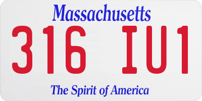 MA license plate 316IU1