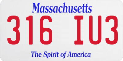 MA license plate 316IU3