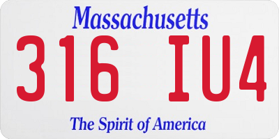 MA license plate 316IU4