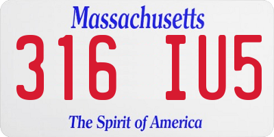 MA license plate 316IU5