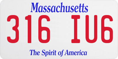 MA license plate 316IU6