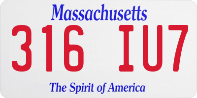 MA license plate 316IU7
