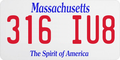 MA license plate 316IU8
