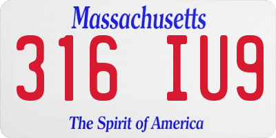 MA license plate 316IU9