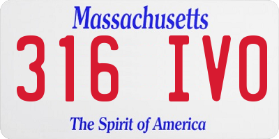 MA license plate 316IV0