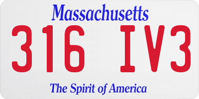 MA license plate 316IV3