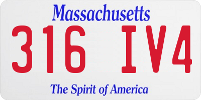 MA license plate 316IV4