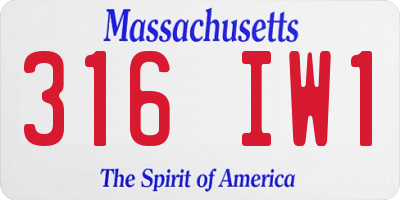 MA license plate 316IW1