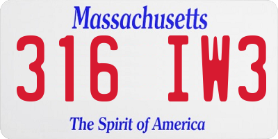 MA license plate 316IW3