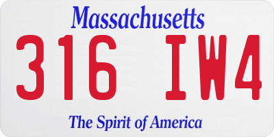 MA license plate 316IW4