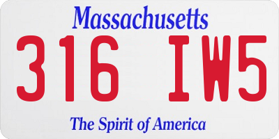 MA license plate 316IW5