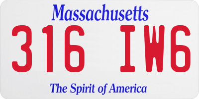 MA license plate 316IW6