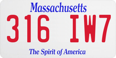 MA license plate 316IW7