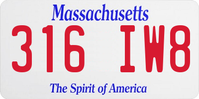 MA license plate 316IW8