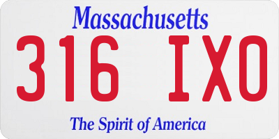 MA license plate 316IX0