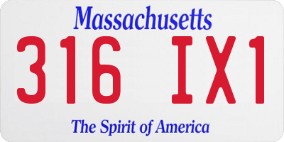 MA license plate 316IX1