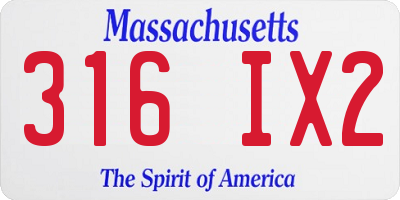 MA license plate 316IX2
