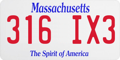 MA license plate 316IX3