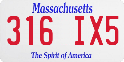 MA license plate 316IX5