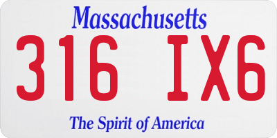 MA license plate 316IX6