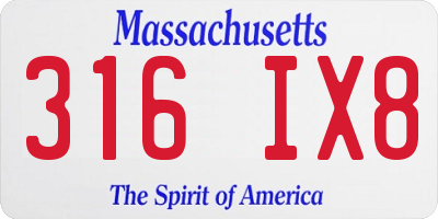 MA license plate 316IX8