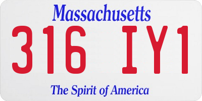 MA license plate 316IY1