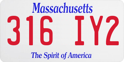 MA license plate 316IY2