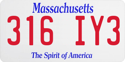 MA license plate 316IY3