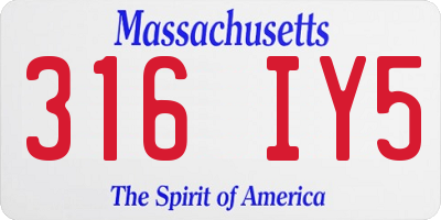 MA license plate 316IY5