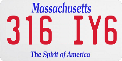 MA license plate 316IY6