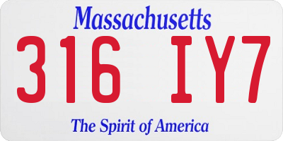 MA license plate 316IY7