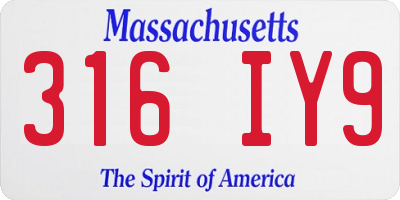 MA license plate 316IY9