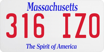 MA license plate 316IZ0