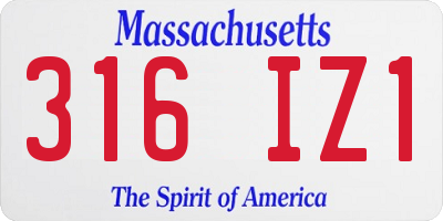 MA license plate 316IZ1