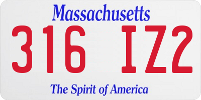 MA license plate 316IZ2
