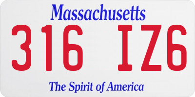 MA license plate 316IZ6