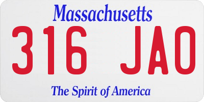 MA license plate 316JA0