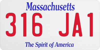 MA license plate 316JA1