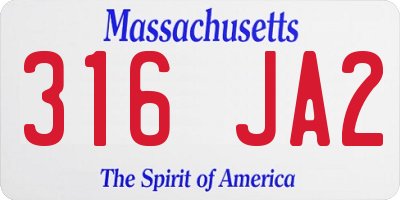 MA license plate 316JA2