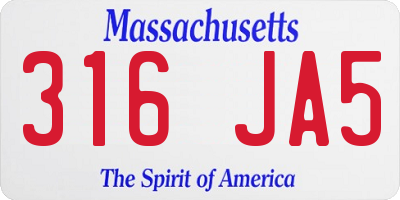 MA license plate 316JA5
