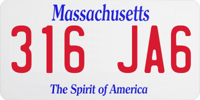 MA license plate 316JA6